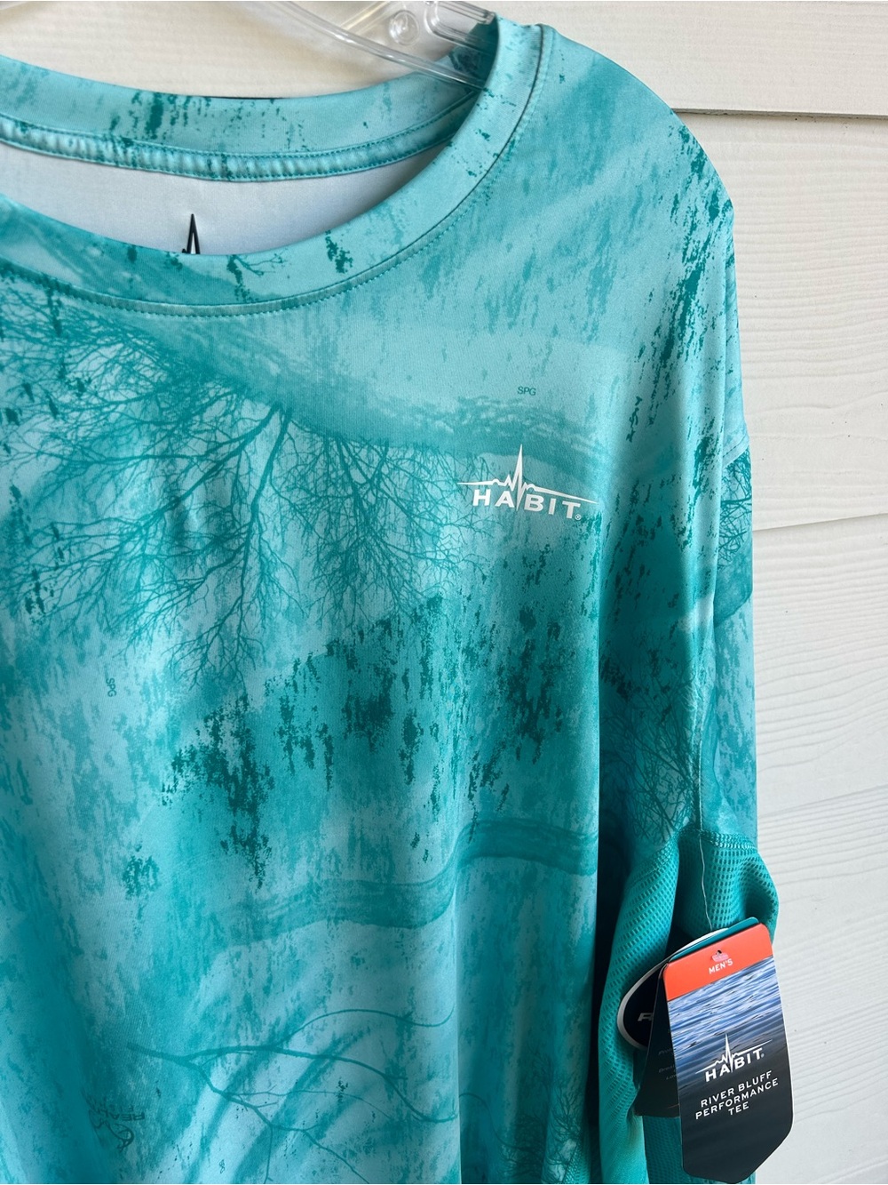 Habit Men’s Long-Sleeve Performance Tee in Aqua Teal - Picture 3 of 6